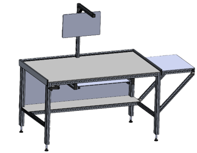Poste de travail industriel MECALUP Poste de travail industriel MECALUP en profilés aluminium avec support écran
